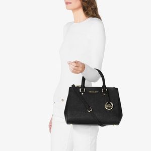 Michael Kors Sutton Medium Saffiano Leather Satchel Black